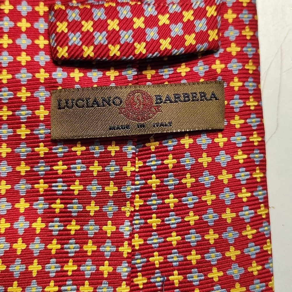 Luciano Barbera Red Blue Thick Silk Handmade Necktie Tie Italy